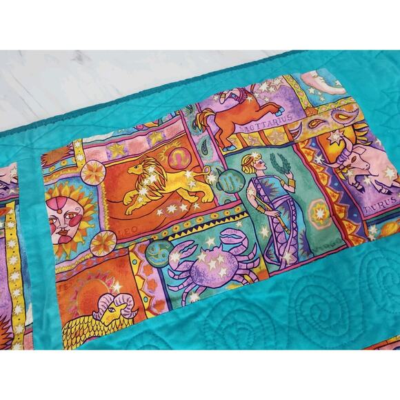 Vintage Zodiac Zen Lion Gold Celestial Star‎ Moon Sun Quilt Handmade Tapestry - Picture 7 of 10